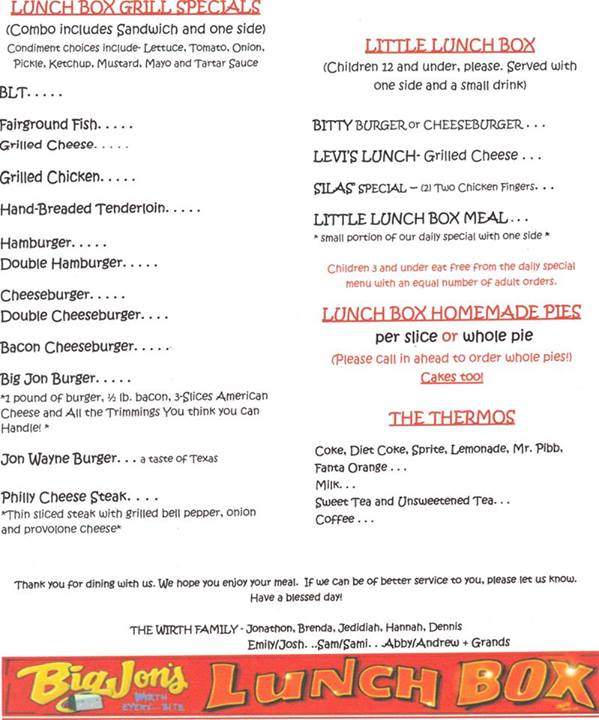 Big Jon's Lunch Box - Mount Carmel, IL menu_pic