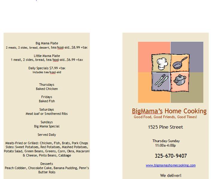 /380201988/Big-Mamas-Home-Cooking-Abilene-TX - Abilene, TX