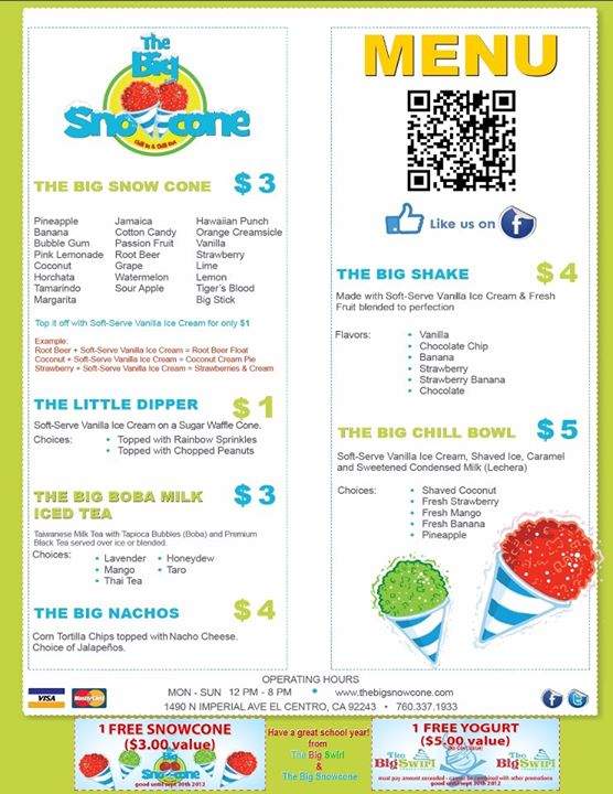 Big Swirl Frozen Yogurt - Hesperia, CA menu_pic