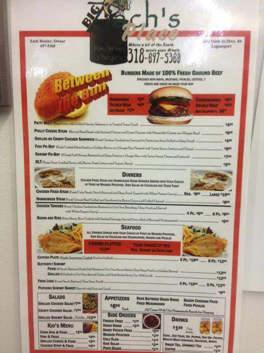 Big Zach's Place - Logansport, LA menu_pic