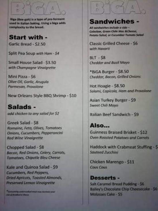 BiGA. - Prescott, AZ menu_pic