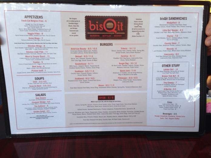 bisQit - Pawleys Island, SC menu_pic