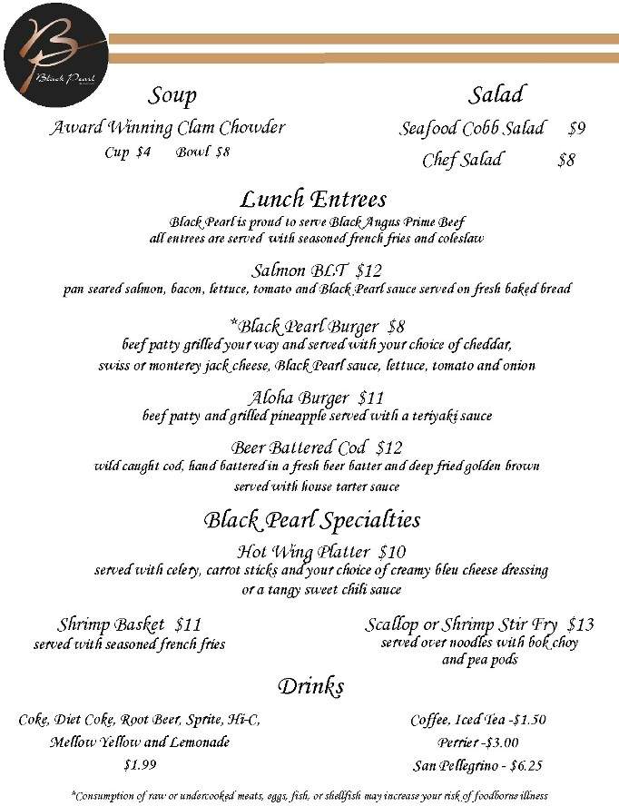Black Pearl Restaurant - St George, UT menu_pic