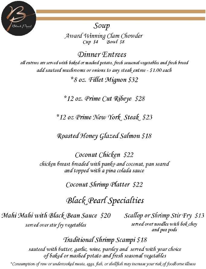 Black Pearl Restaurant - St George, UT menu_pic