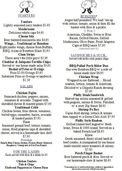 Black Sheep Baa & Grill - Cheboygan, MI menu_pic