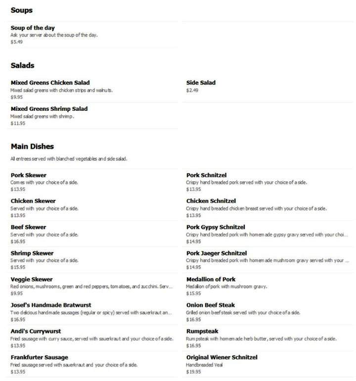 Blackforest German Restaurant - Harrisonburg, VA menu_pic