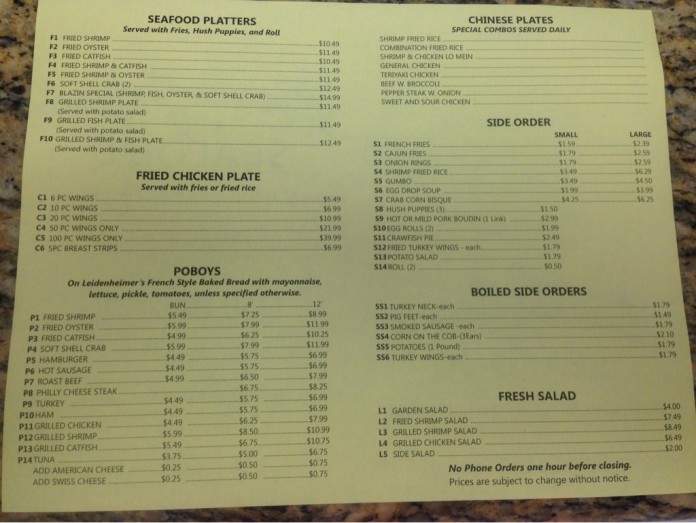 Blazin Cajun Seafood - Gulfport, MS menu_pic