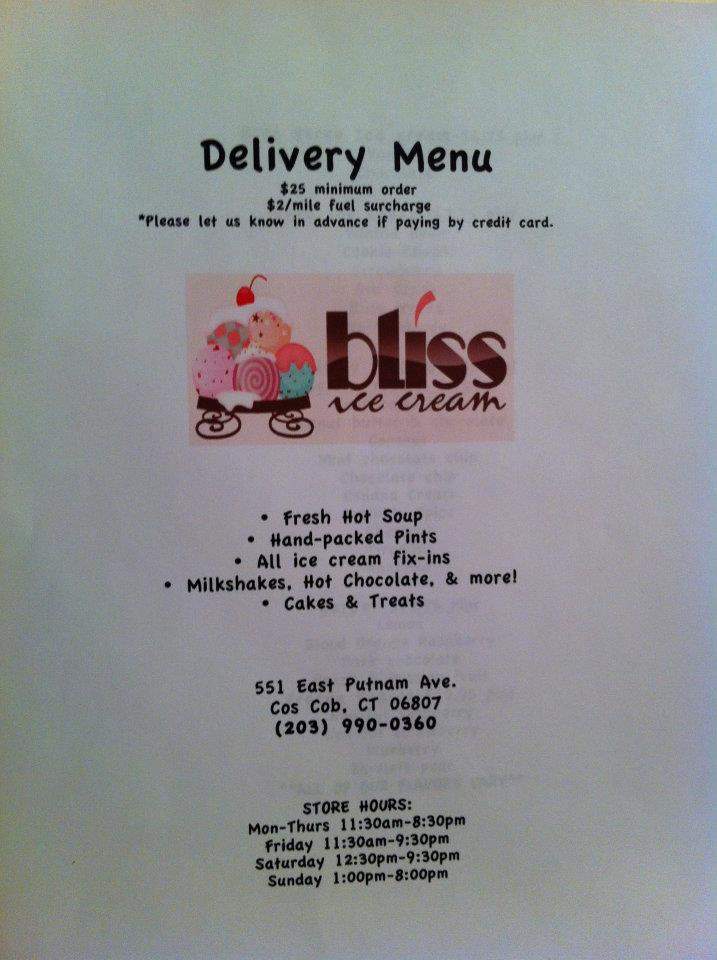 Bliss Ice Cream - Greenwich, CT menu_pic