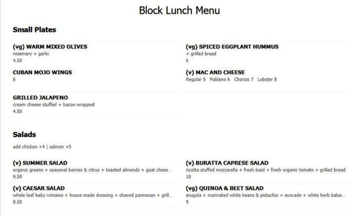 Block Table and Tap - El Paso, TX menu_pic