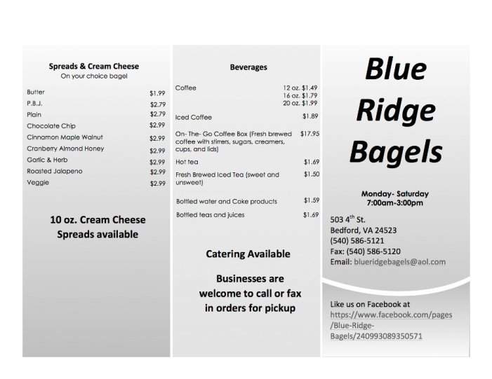 Blue Ridge Bagel - Bedford, VA menu_pic