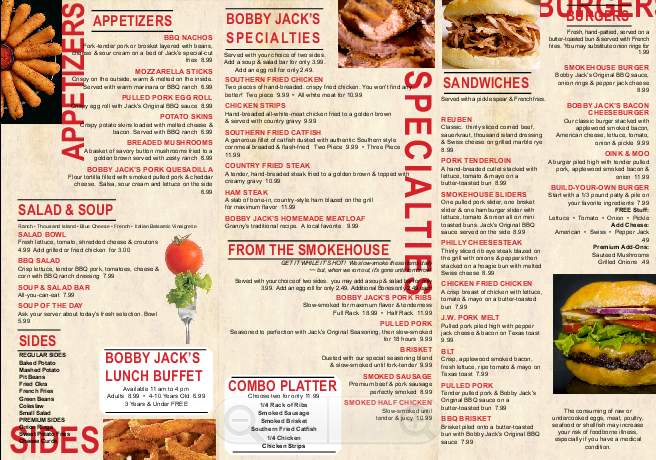 Bobby Jacks - Branson, MO menu_pic