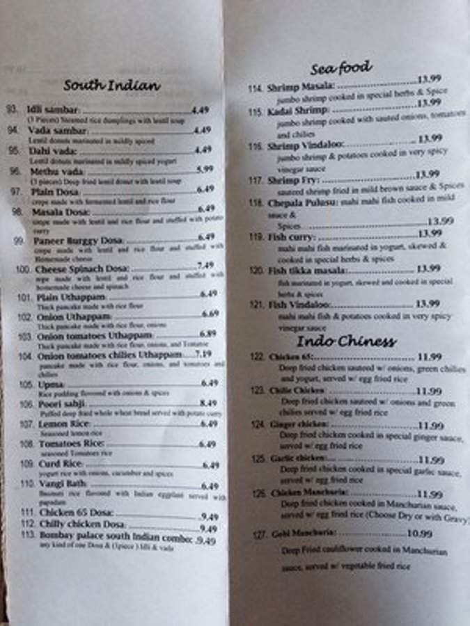 Bombay Palace - Arlington, TX menu_pic