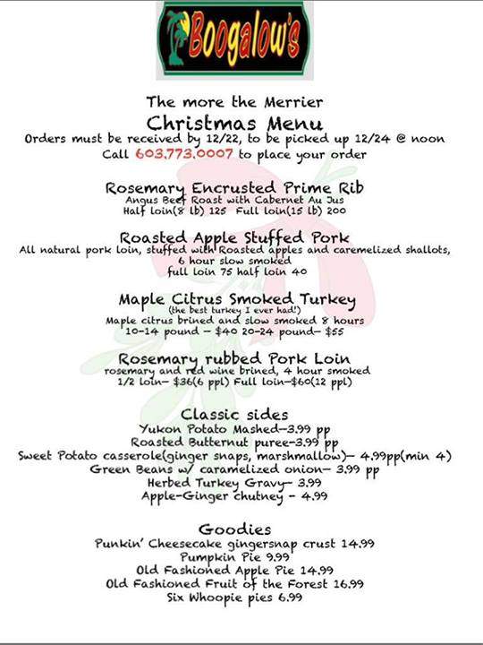 Boogalow's - Kensington, NH menu_pic