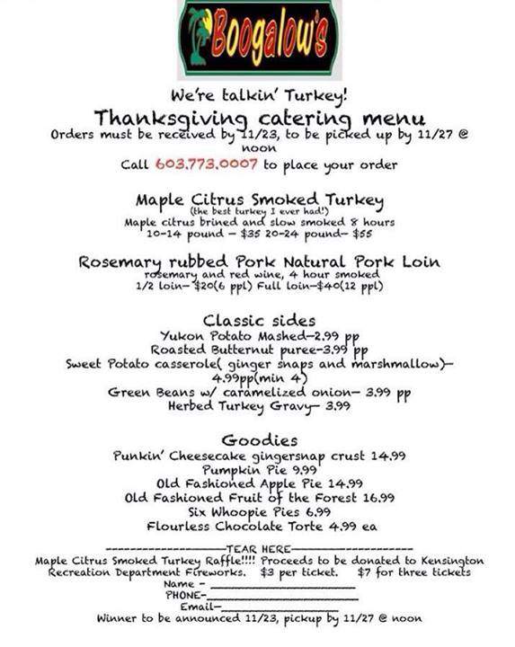 Boogalow's - Kensington, NH menu_pic