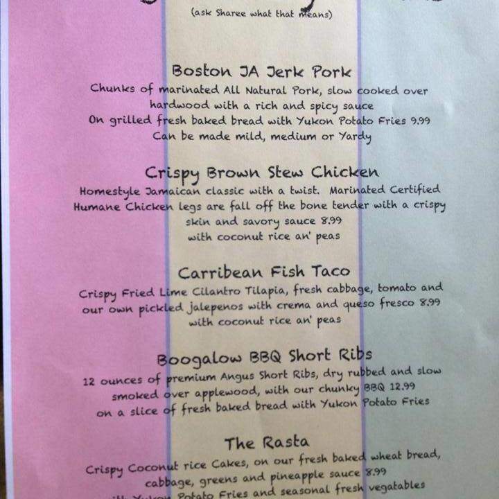 Boogalow's - Kensington, NH menu_pic
