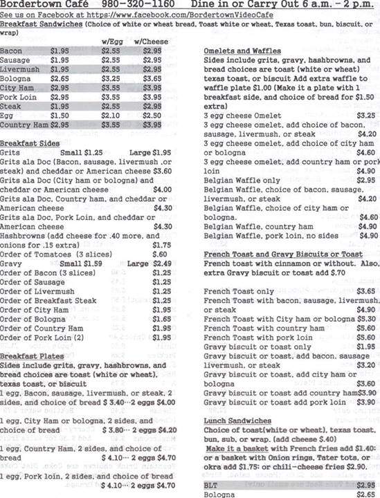 Bordertown Cafe - Gastonia, NC menu_pic