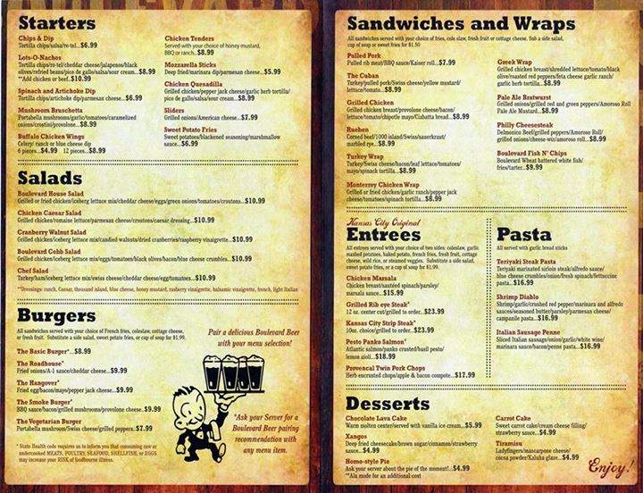 Boulevard Grill - Kansas City, MO menu_pic