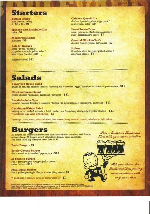 Boulevard Grill - Kansas City, MO menu_pic