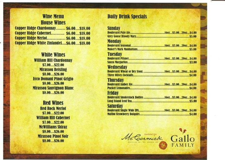 Boulevard Grill - Kansas City, MO menu_pic