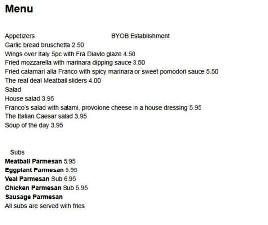 Bravo! Franco menu_pic
