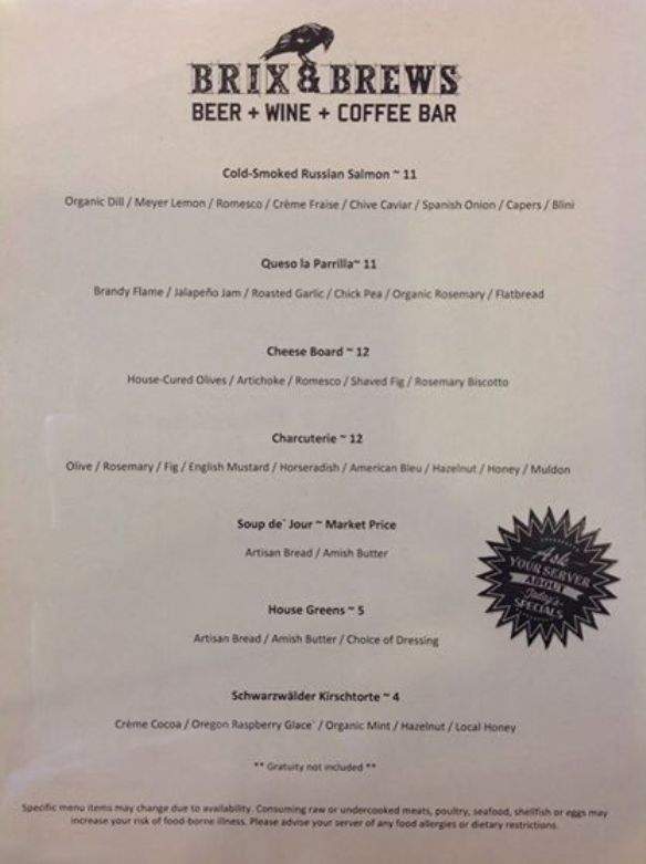 Brix & Brews - West Richland, WA menu_pic