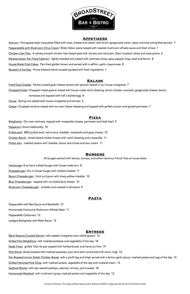 BroadStreet Bar & Bistro - Stonington, CT menu_pic