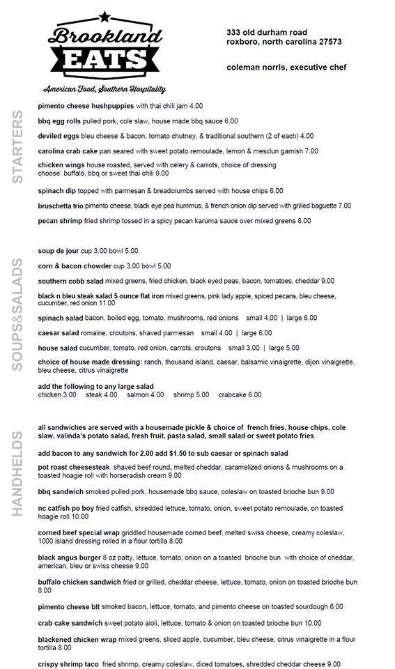 Brookland Eats - Roxboro, NC menu_pic