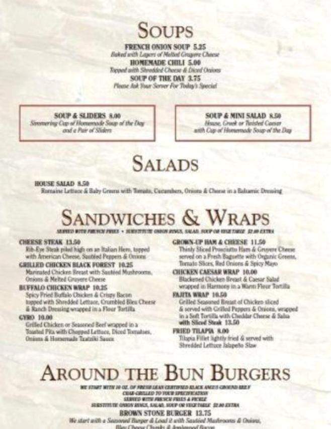 Brown Stone - Metuchen, NJ menu_pic
