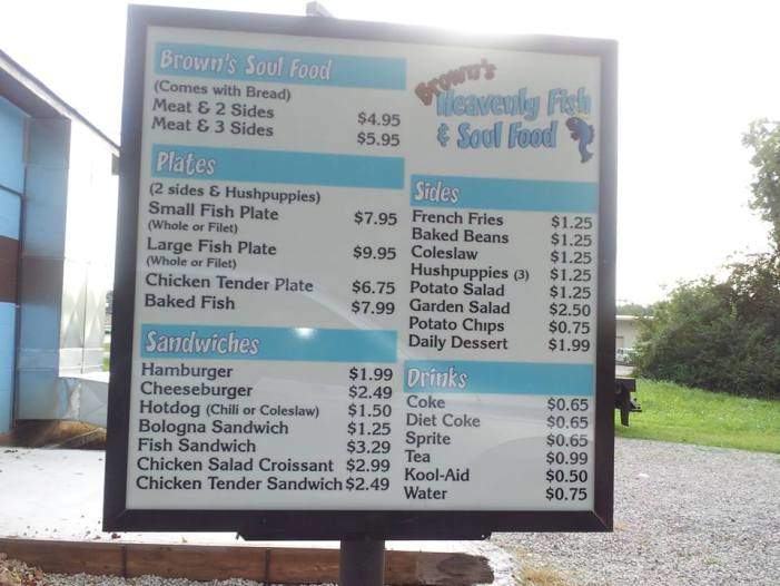 Brown's Heavenly Fish and Soul Food - Tuscumbia, AL menu_pic