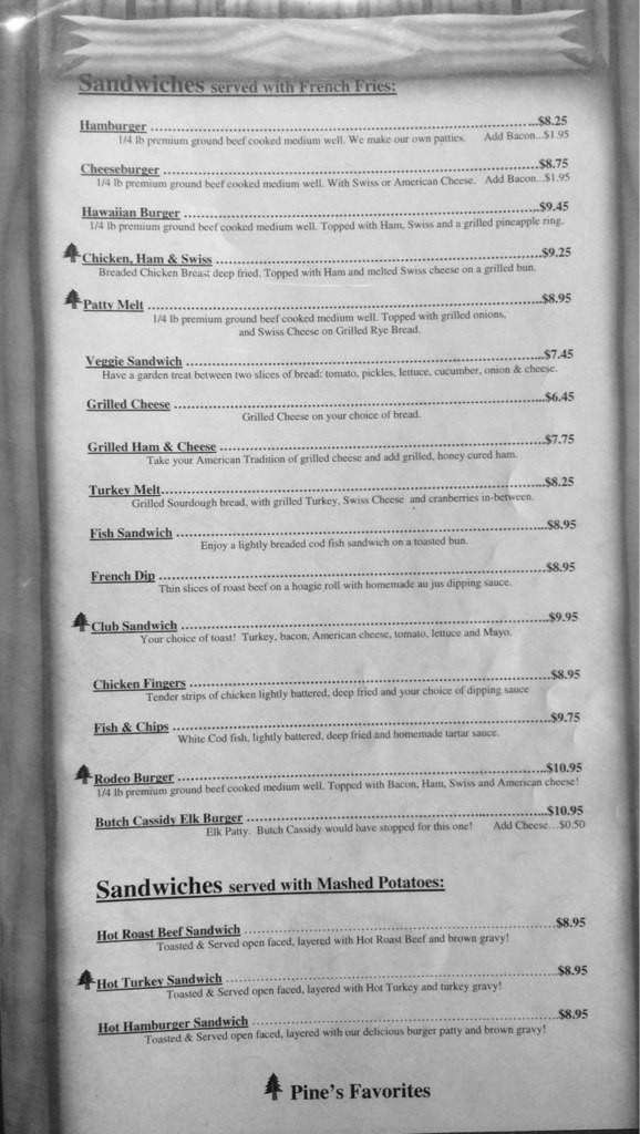 Bryce Canyon Pines - Bryce, UT menu_pic