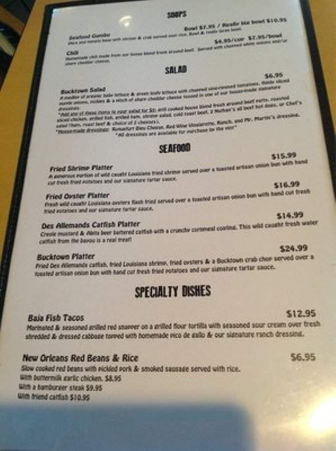 Bucktown Burger & Fish Co. - Metairie, LA menu_pic