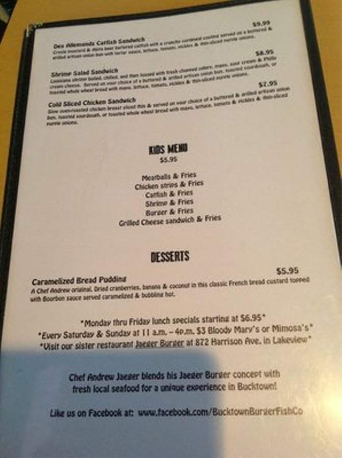 Bucktown Burger & Fish Co. - Metairie, LA menu_pic