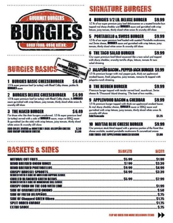 Burgies - Alpena, MI menu_pic