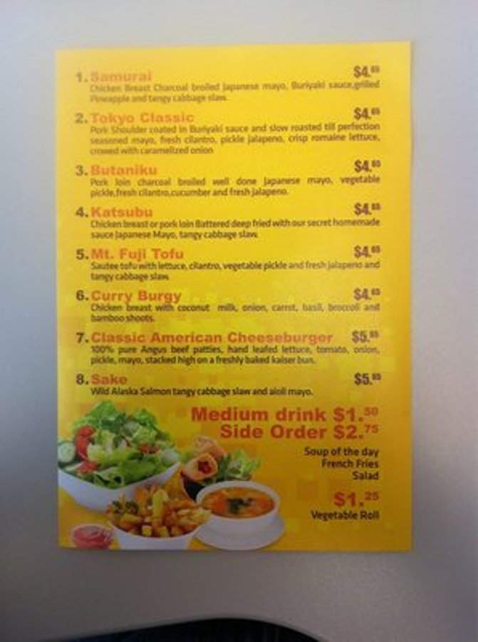 Buriyaki Japanese Burger - Seattle, WA menu_pic