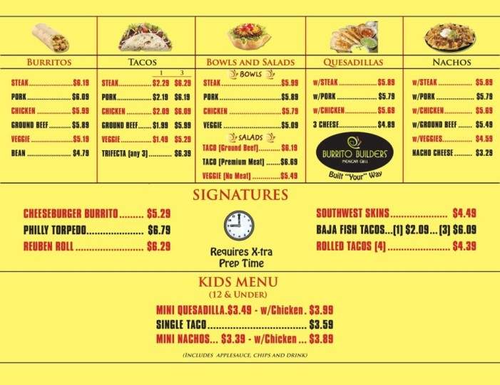 Burrito Builders Mexican Grill - Lacon, IL menu_pic