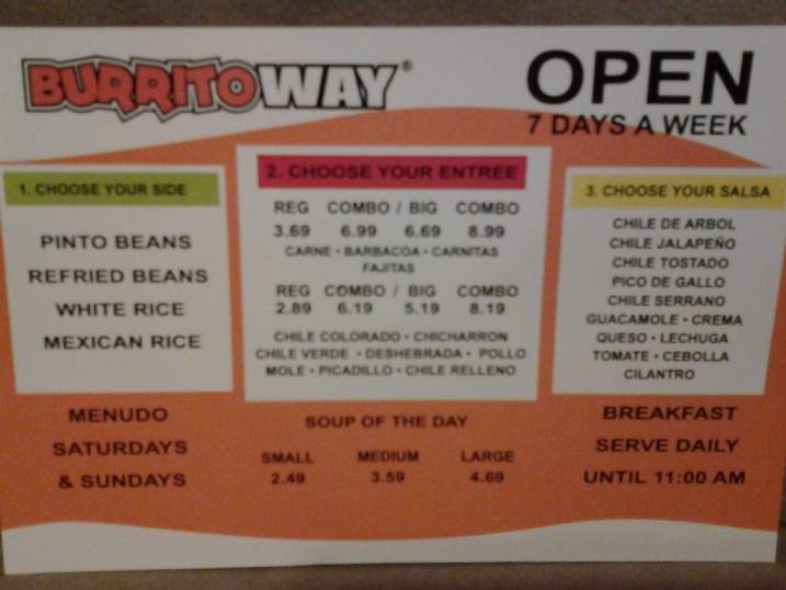 Burrito Way - El Paso, TX menu_pic