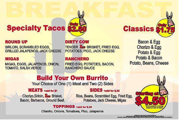 Burro - Lockhart, TX menu_pic