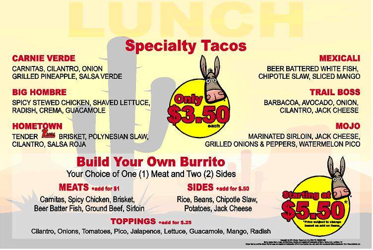 Burro - Lockhart, TX menu_pic