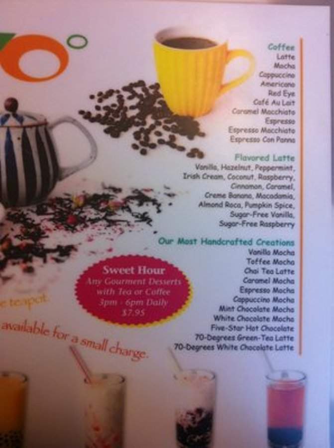 Cafe 70 Degrees - Culver City, CA menu_pic