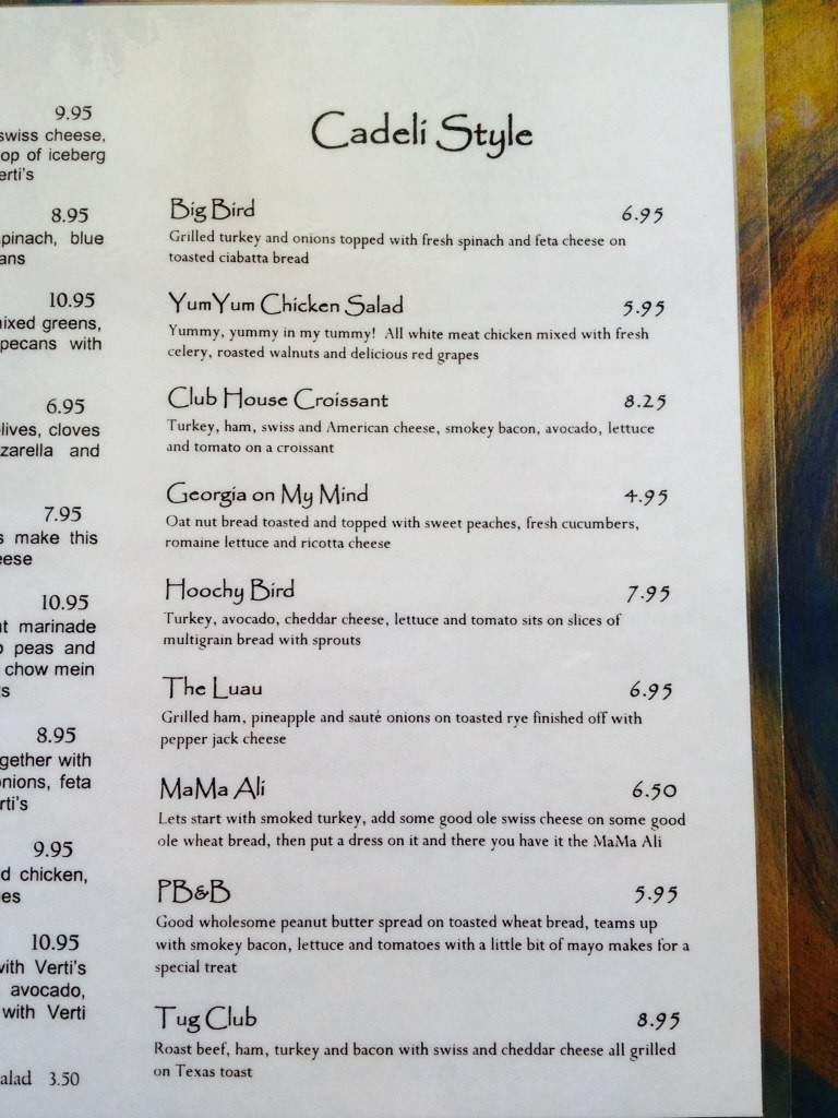 Cafe Cadeli - Slidell, LA menu_pic