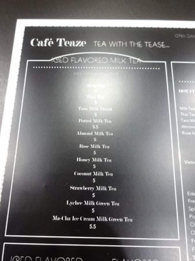 Cafe Teaz - Las Vegas, NV menu_pic