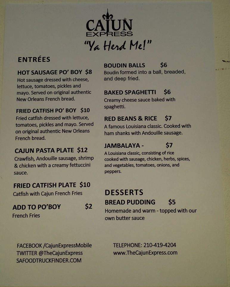 Cajun Express Mobile - Helotes, TX menu_pic