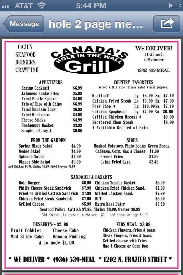 /380204352/Canadas-Hole-in-the-Wall-Grill-Conroe-TX - Conroe, TX