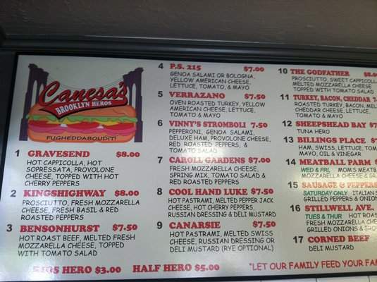 Canesa's Brooklyn Heros - Clayton, CA menu_pic