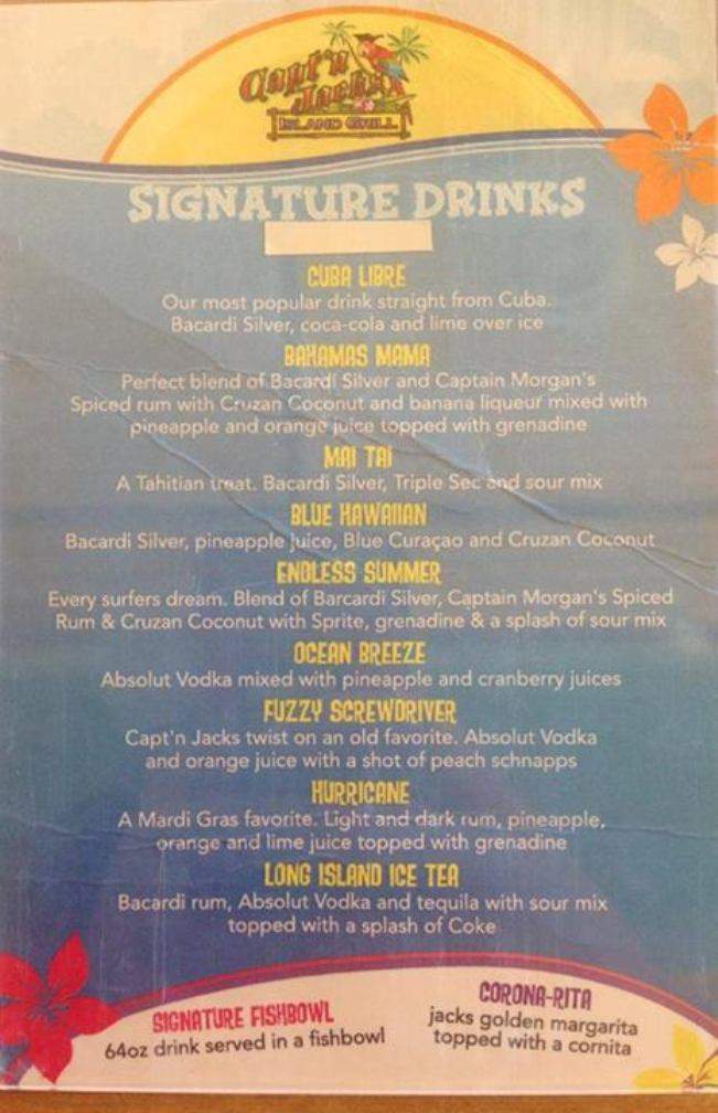 Capt'n Jacks Island Grill - Wildwood, NJ menu_pic