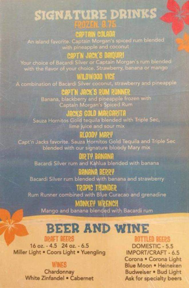 Capt'n Jacks Island Grill - Wildwood, NJ menu_pic