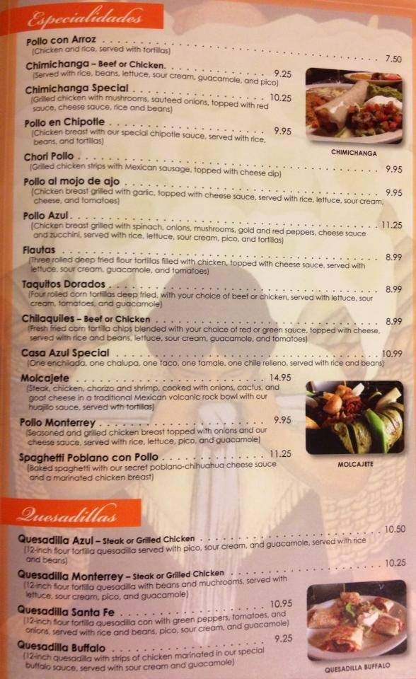 Casa Azul - Coralville, IA menu_pic
