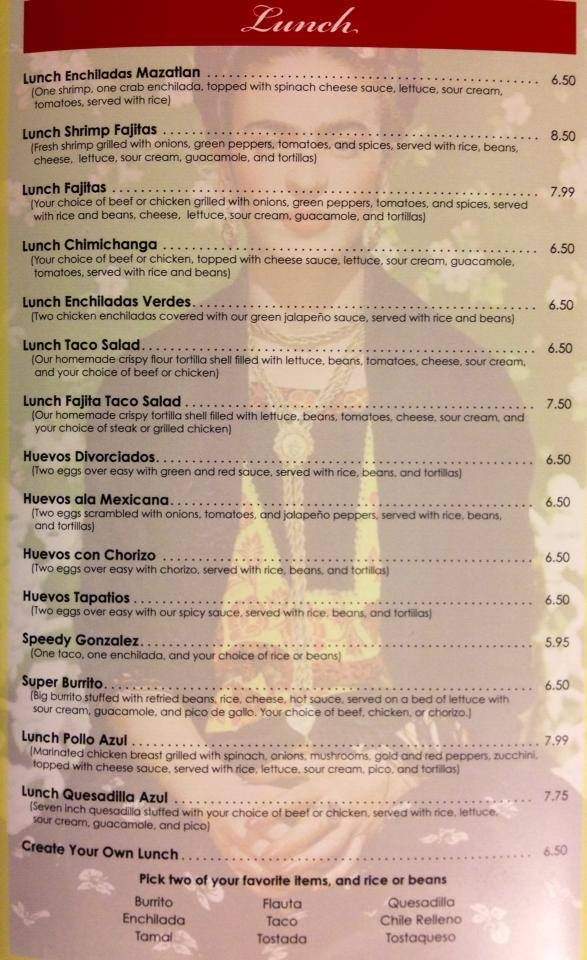 Casa Azul - Coralville, IA menu_pic