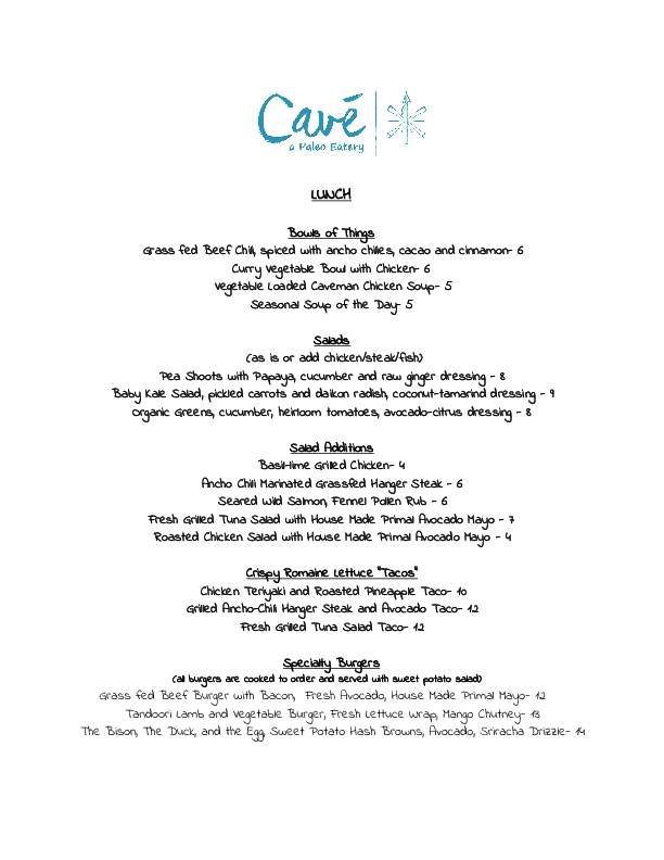 Cave, A Paleo Eatery - Avon-By-the-Sea, NJ menu_pic