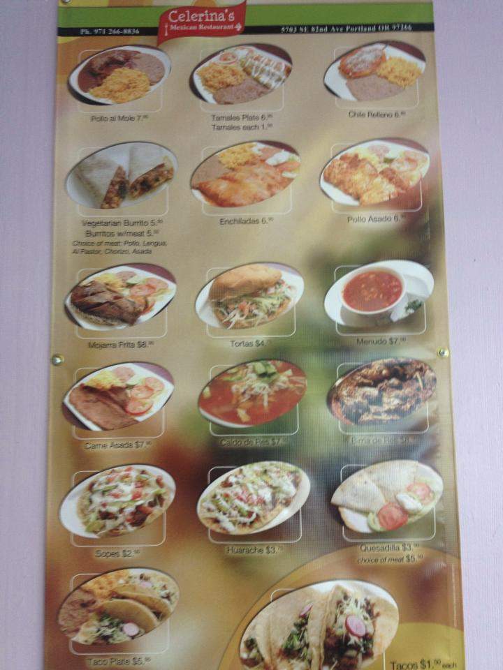 Celerina's Mexican Restaurant - Portland, OR menu_pic